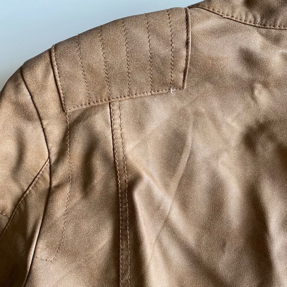 Brown Vegan Leather Moto Fall Jacket - Picture 6 of 14